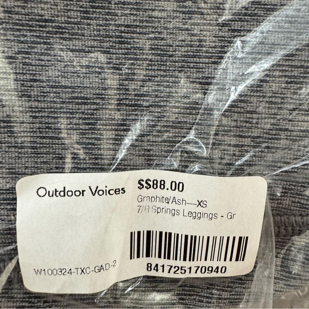 Outdoor‎ Voices 7/8 Spring Leggings Graphite Ash Dove Pocket Workout Size XS NEW - Picture 7 of 8